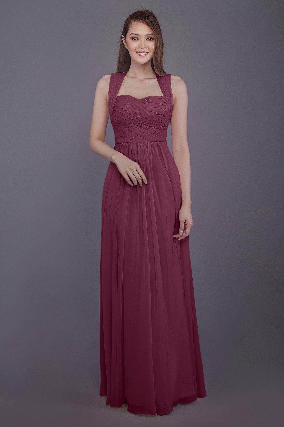 Sheath-Column Floor Length Chiffon Bridesmaid Dress PR3585 - COCOMELODY
